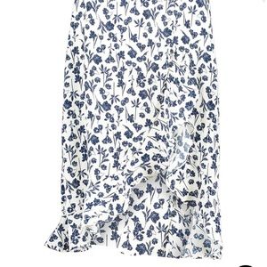 Floral Ruffle Slit Midi skirt